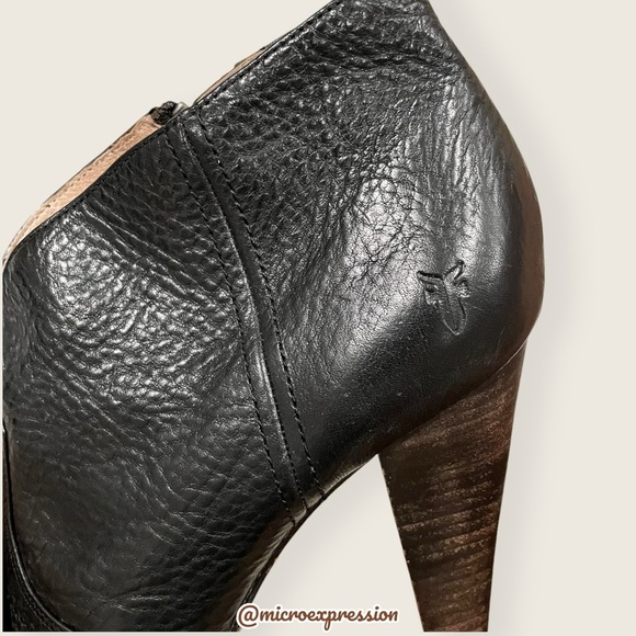 $379 Frye Harlow Campus Black Genuine Leather Zip Up Casual/Formal Ankle Bootie - Picture 6 of 10